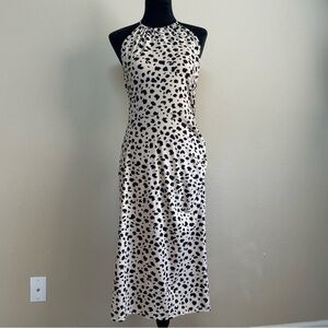 WAYF dress women medium halter bodycon backless animal print midi length brown